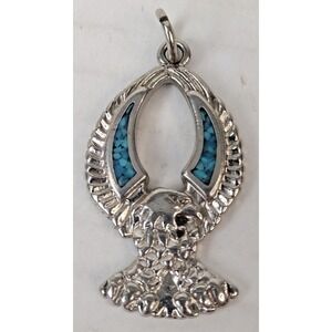 Vintage Turquoise Spread Wings Eagle Necklace Pendant Only Used No Chain